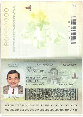 Authentic Ecuador PSD Passport Template