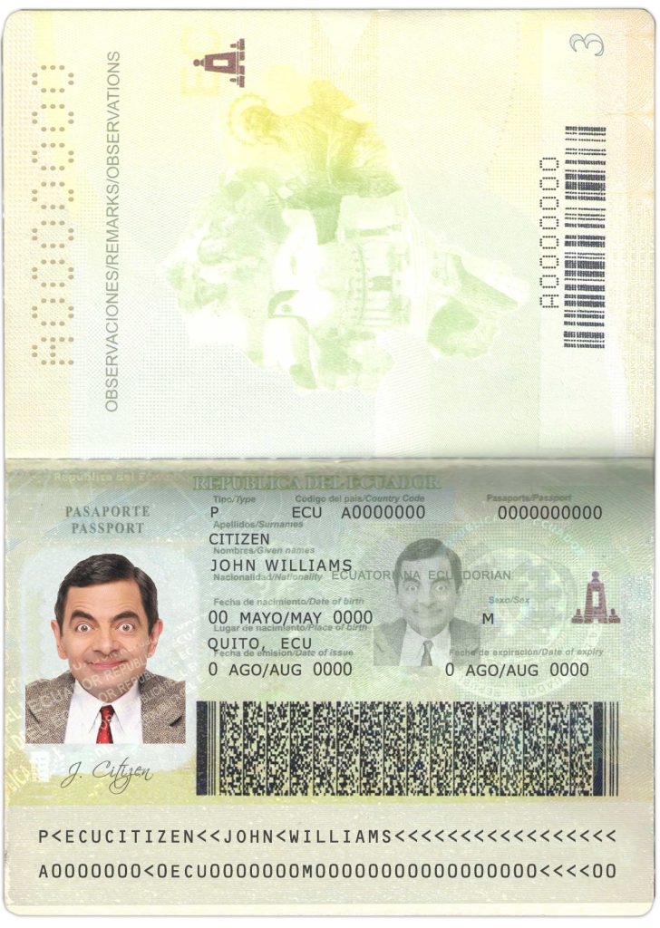 Authentic Ecuador PSD Passport Template