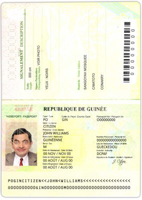 Authentic GUINEA PSD Passport Template (2018 – present)