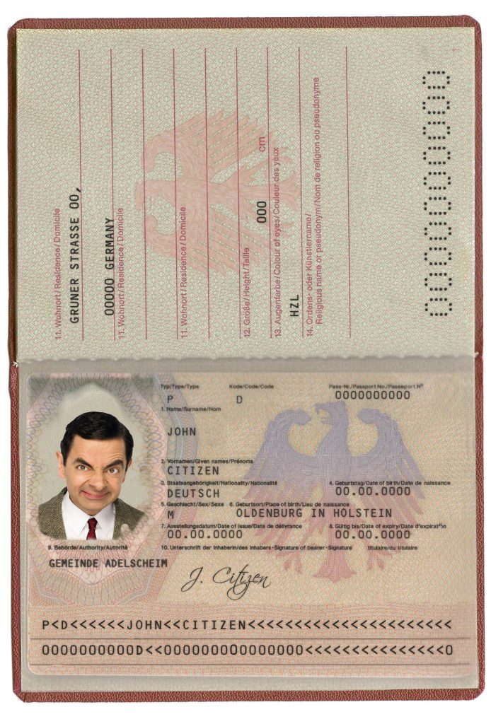 Authentic Germany PSD Passport Template (2005-2017)