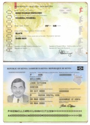 Authentic Kenya PSD Passport Template (2017 – present)