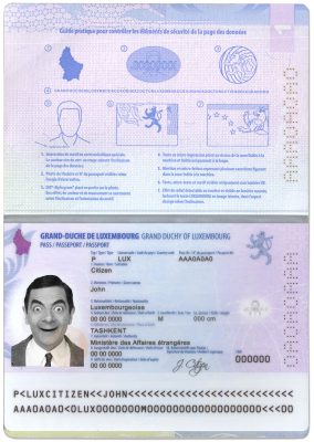 Authentic Luxembourg PSD Passport Template