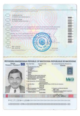 Authentic Macedonia PSD Passport Template