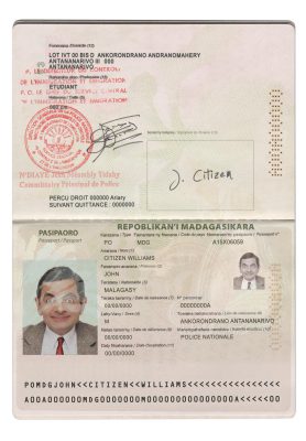 Authentic Madagascar PSD Passport Template