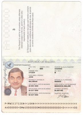 Authentic Malawi PSD Passport Template
