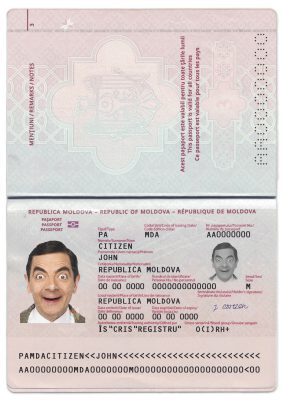Authentic Moldova PSD Passport Template (2014 – present)