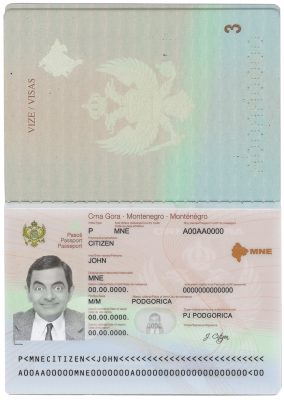 Authentic Montenegro PSD Passport Template