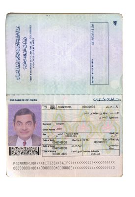 Authentic Oman PSD Passport Template (1999-2005)