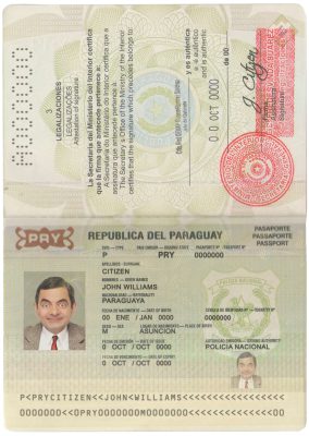 Authentic Paraguay PSD Passport Template