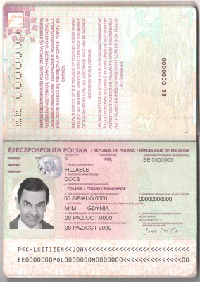 Authentic Poland PSD Passport Template (2011-2018)