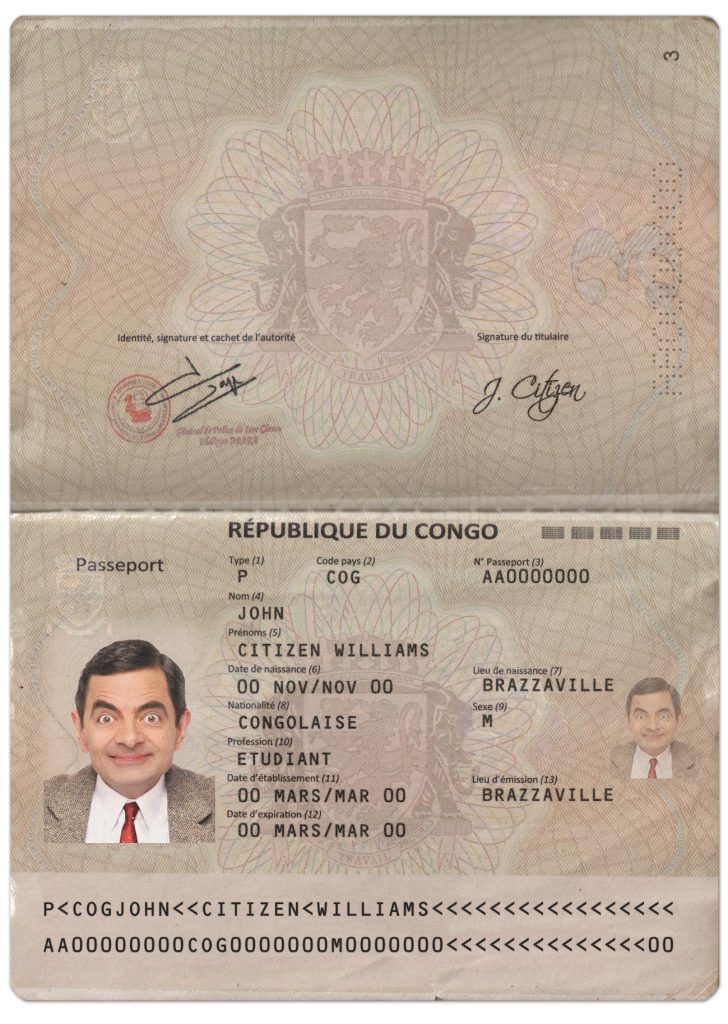 Authentic Republic of the Congo PSD Passport Template (2014 – present)