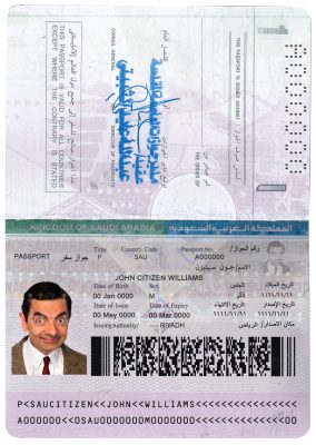Authentic Saudi Arabia PSD Passport Template