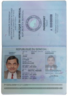 Authentic Senegal PSD Passport Template