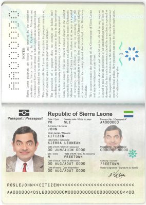Authentic Sierra Leone PSD Passport Template