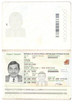 Authentic South Africa PSD Passport Template 2009