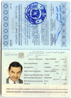 Authentic Syria PSD Passport Template