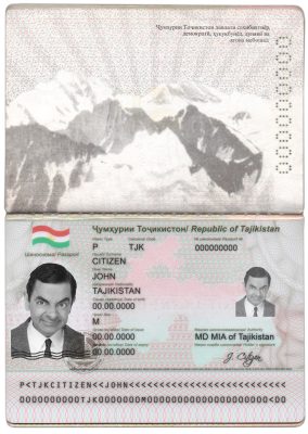 Authentic Tajikistan PSD Passport Template