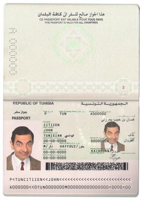 Authentic Tunisia PSD Passport Template