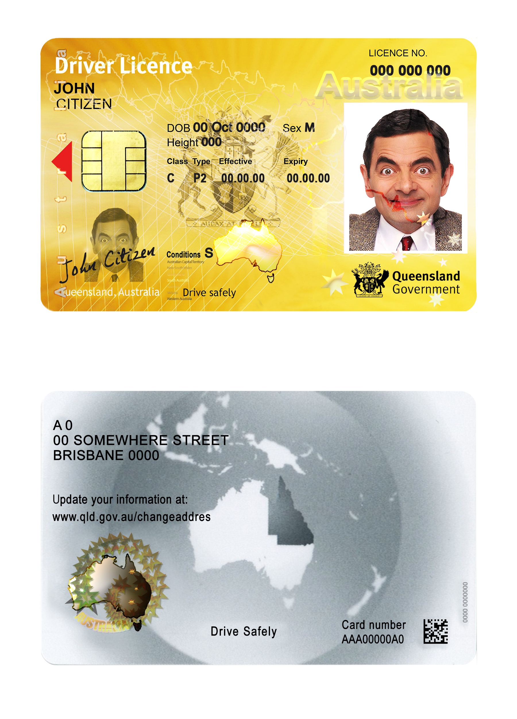 Fake Australia Queensland state Driver License Template | PSD Layer-Based
