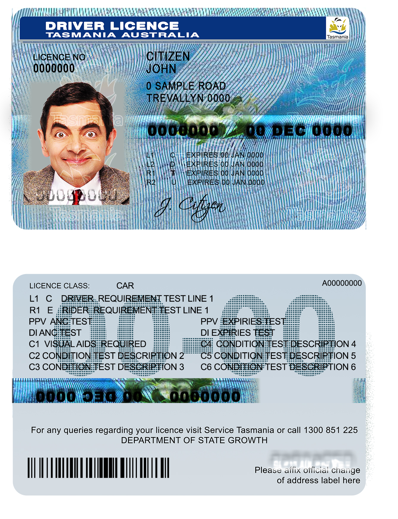 Fake Australia Tasmania Driver License Template | PSD Layer-Based