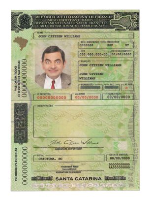 Fake Brazil (Santa Catarina) Driver License Template