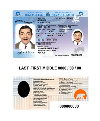 Fake Canada Northwest Territories Driver License Template