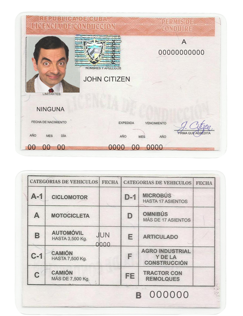 Fake Cuba Driver License Template | PSD Layer-Based