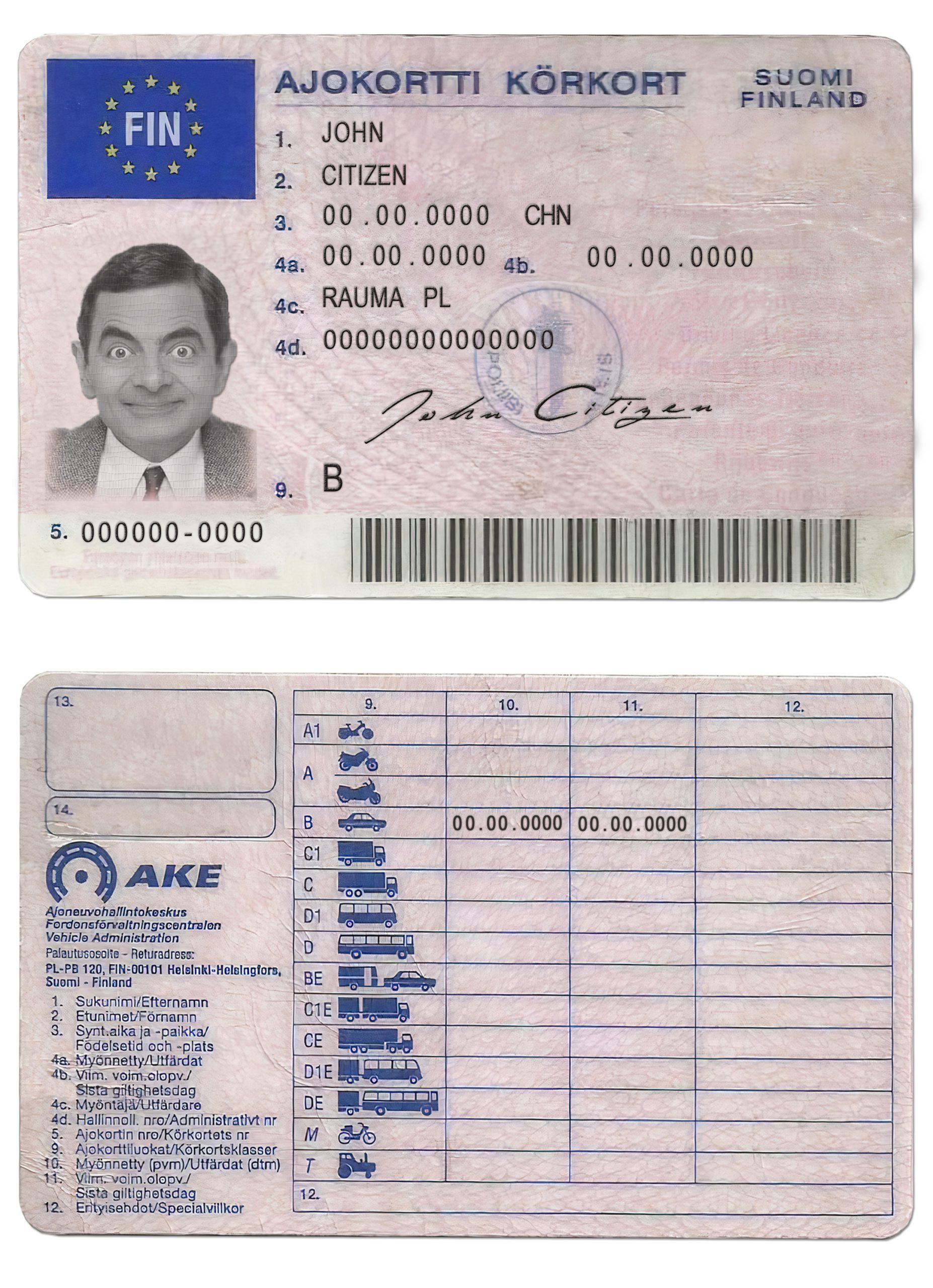 Fake Finland Driver License Template | PSD Layer-Based