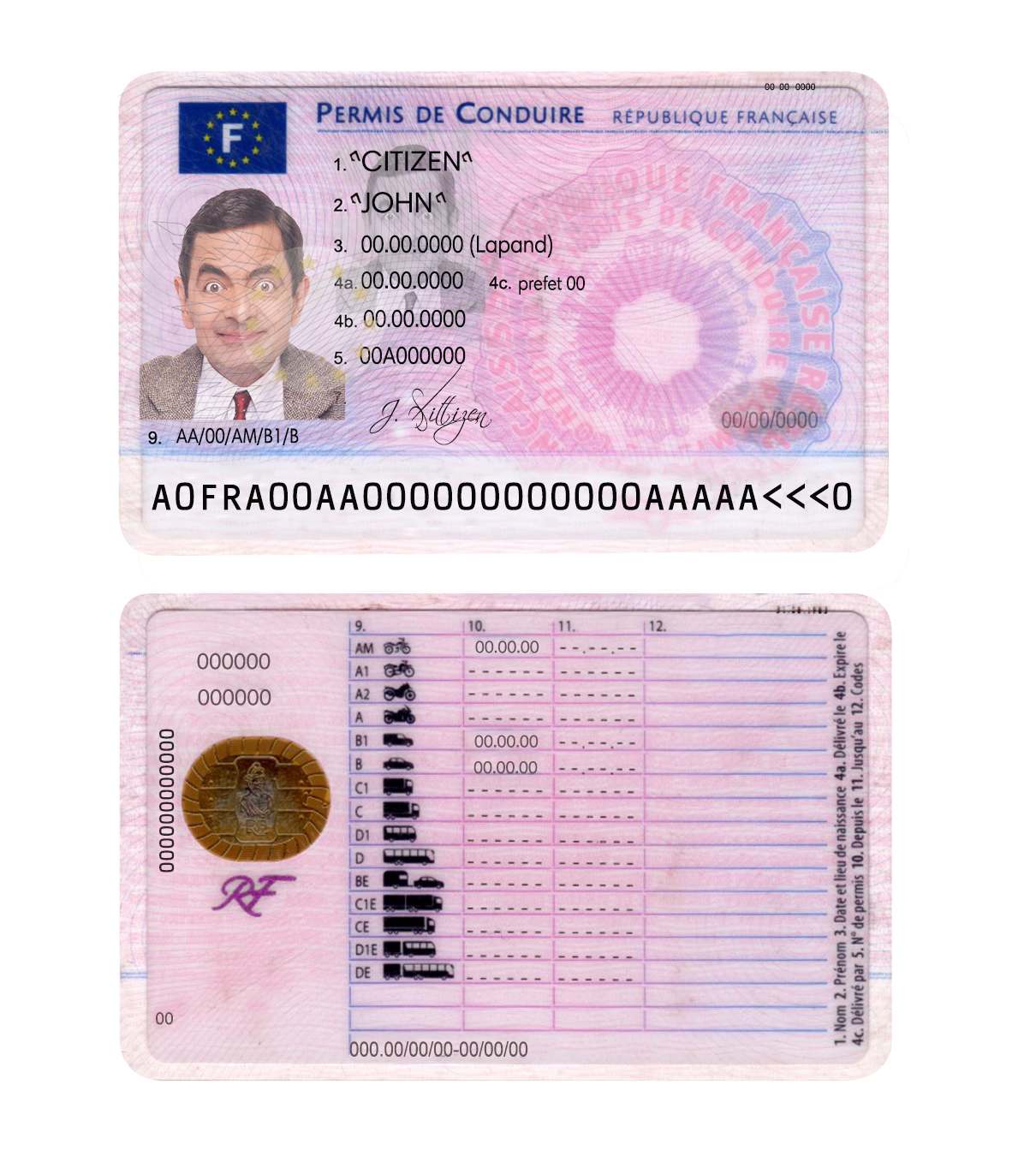 Fake France Driver License Template | PSD Layer-Based