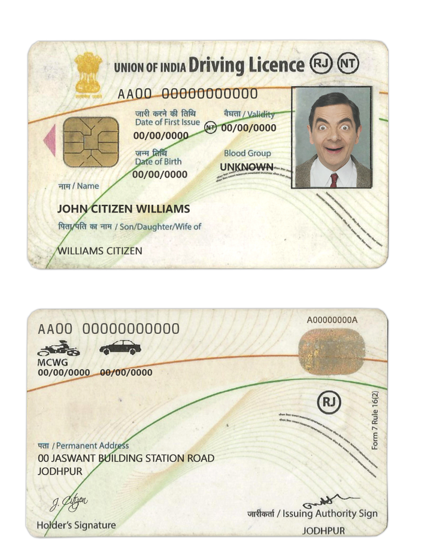 Fake India Driver License Template | PSD Layer-Based