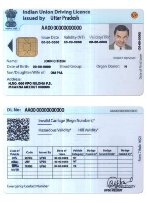 Fake India Union Driver License Template
