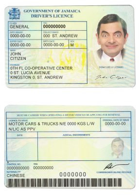 Fake Jamaica Driver License Template