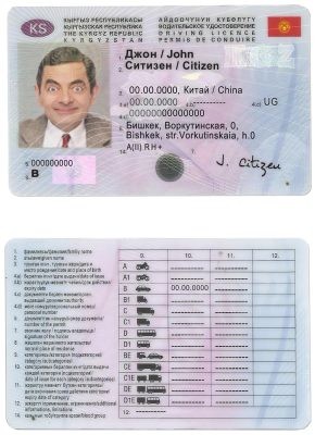 Fake Kyrgyzstan Driver License Template