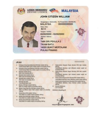 Fake Malaysia Driver License Template