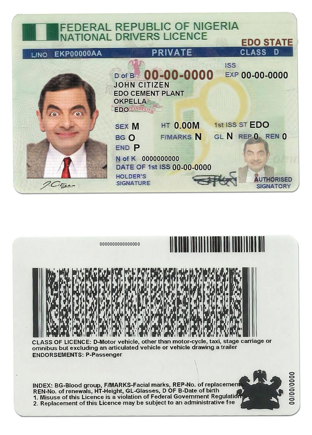 Fake Nigeria Driver License Template | PSD Layer-Based
