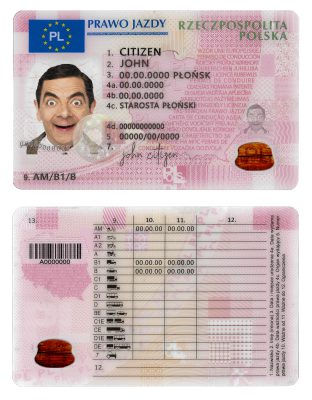 Fake Poland Driver License Template (2019 – present)