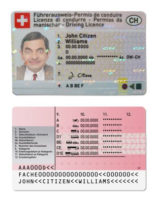 Fake Switzerland Driver License Template