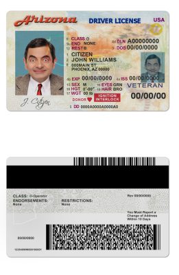 Fake USA Arizona Driver License Template