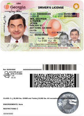 Fake USA Georgia Driver License Template (2017-2019)