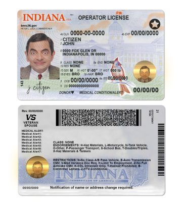 Fake USA Indiana Driver License Template