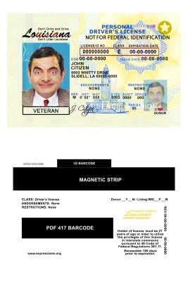 Fake USA Louisiana Driver License Template