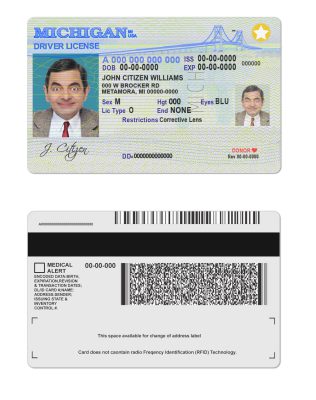 Fake USA Michigan Driver License Template