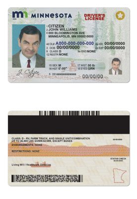 Fake USA Minnesota Driver License Template
