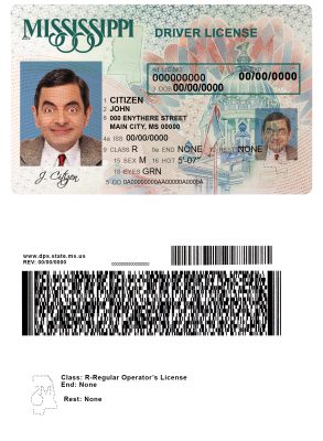 Fake USA Mississippi Driver License Template
