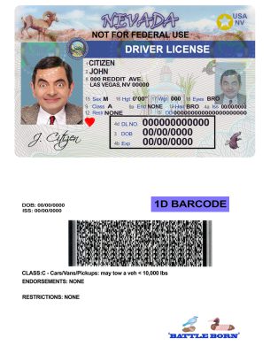 Fake USA Nevada Driver License Template
