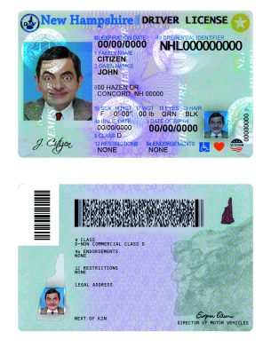 Fake USA New Hampshire Driver License Template