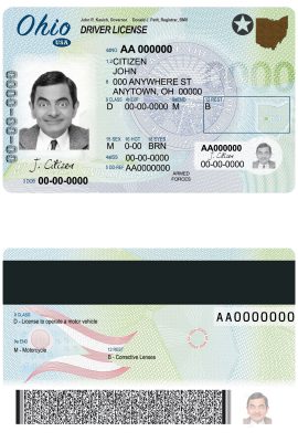 Fake USA Ohio state Driver License Template