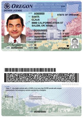 Fake USA Oregon Driver License Template
