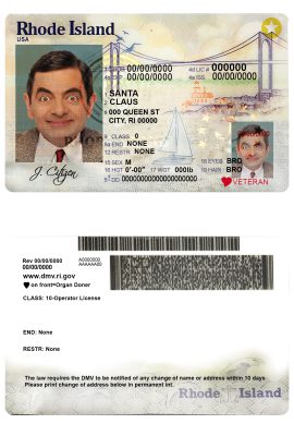 Fake USA Rhode Island state Driver License Template