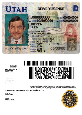 Fake USA Utah Driver License Template | PSD Layer-Based